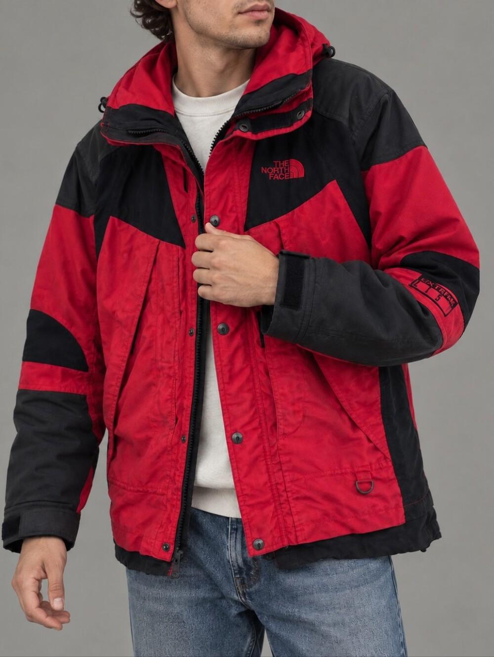 Vintage 90s The North Face Extreme Light Red Black Ski Jacket Mens Size Medium